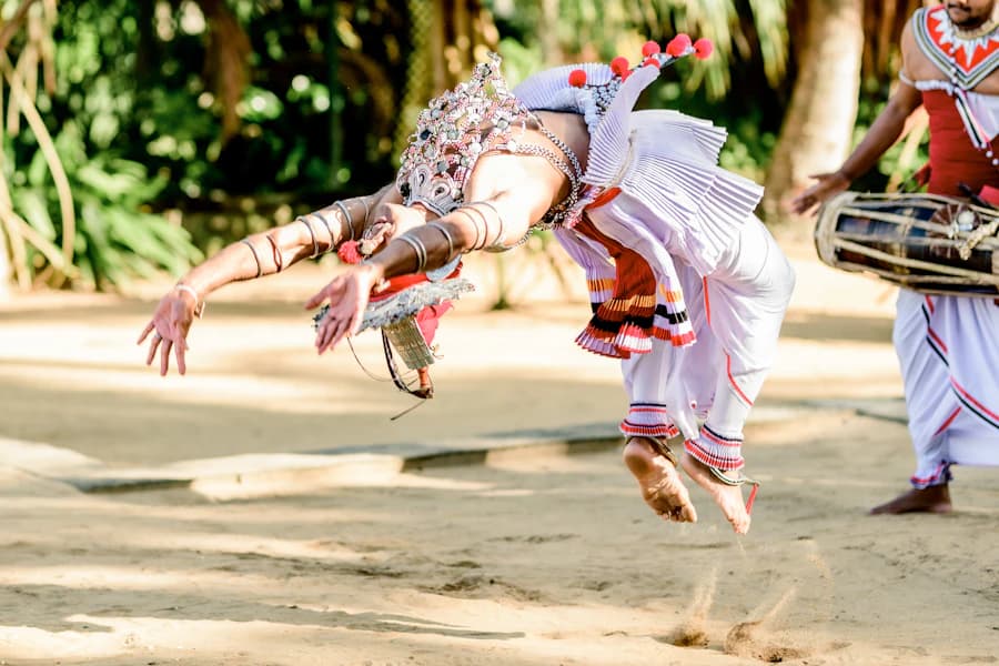 Sri Lankan traditional dancers performing outdoors